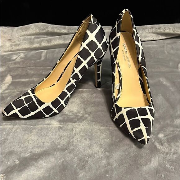 Adam Lippes Black and White Pointed Toe 3-inch Heels - Picture 1 of 9